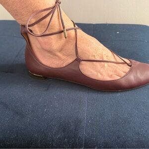 Aquazzura Plum Lace-Up Flats